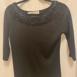 Joseph A Elegant Black Embellished Sweater